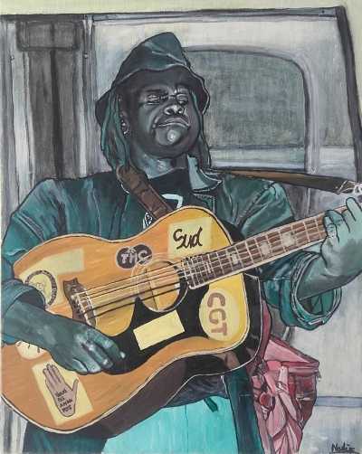 Tableau guitariste à l'huile - 80's spirit