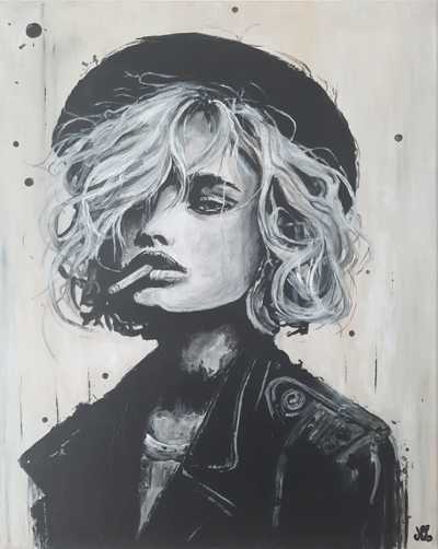 Tableau moderne noir et blanc - portrait féminin