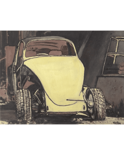 Tableau voiture intage — peinture originale "La Dodoche"