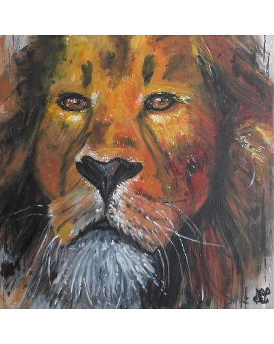 Tableau de lion coloré  — peinture acrylique originale