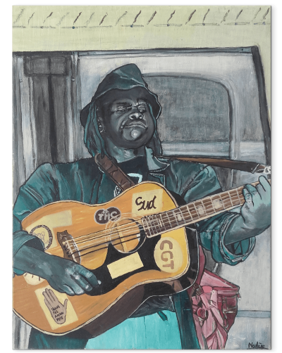 Tableau guitariste à l'huile - 80's spirit
