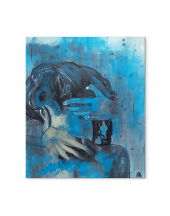 MÉLANCOLIE AZUR - Tableau bleu semi-abstrait