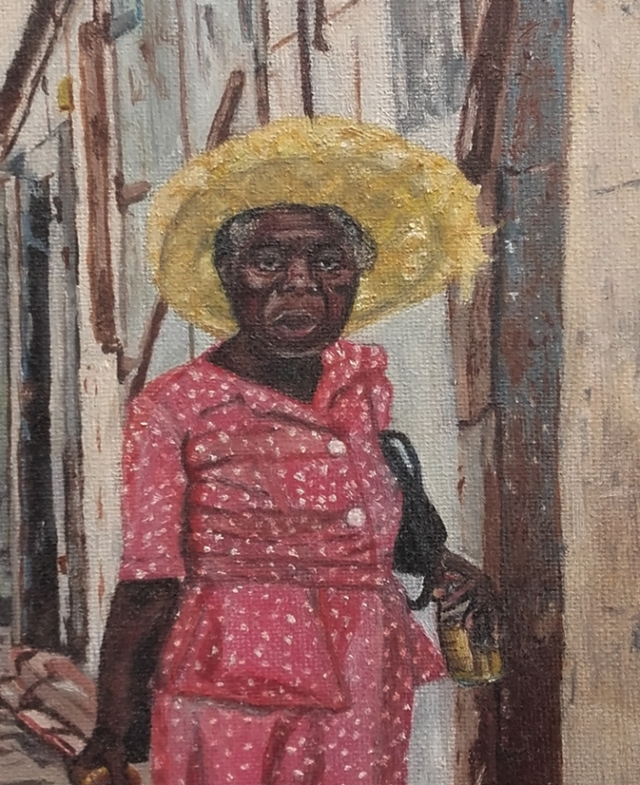 Tableau peinture huile vieille femme antillaise à vendre